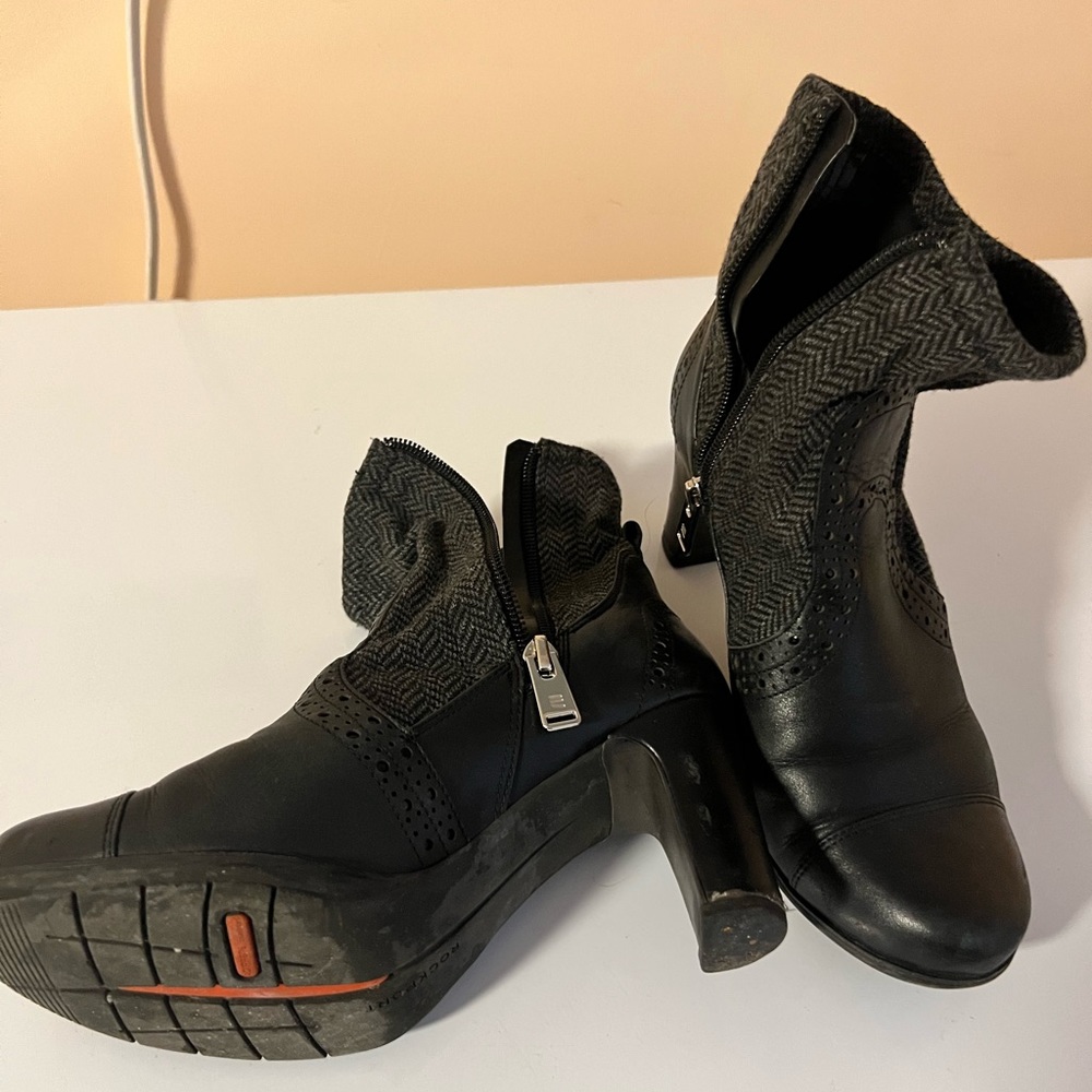 Black Comfortable Booties, Small Heel - image 3